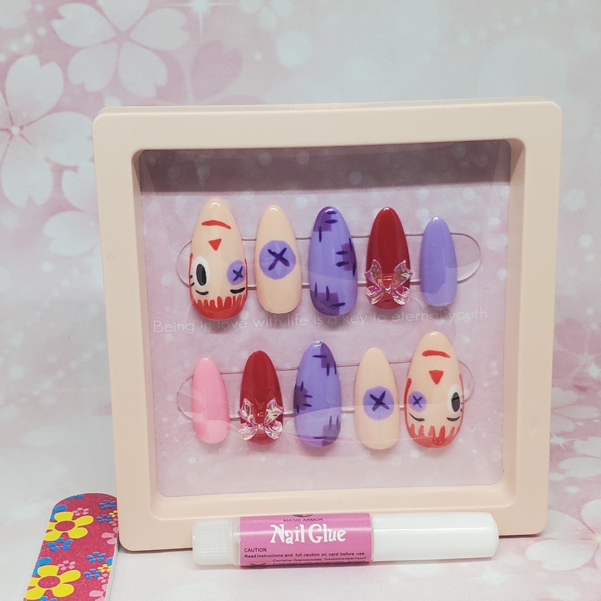 "The Amazing Digital Circus" themed Ragatha press-on nails