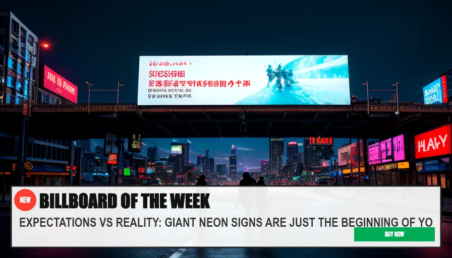 BILLBOARD OF THE WEEK — EXPECTATIONS VS REALITY: GIANT NEON SIGNS ARE JUST THE BEGINNING OF YO. Original funny meme on Drift — endless humor feed.