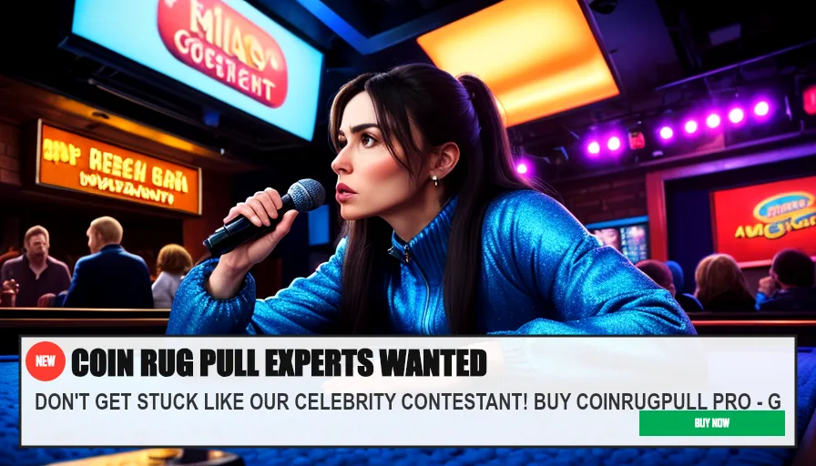 COIN RUG PULL EXPERTS WANTED — DON'T GET STUCK LIKE OUR CELEBRITY CONTESTANT! BUY COINRUGPULL PRO - G. Original funny meme on Drift — endless humor feed.
