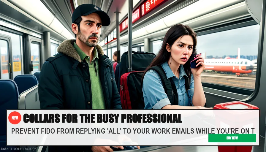 COLLARS FOR THE BUSY PROFESSIONAL — PREVENT FIDO FROM REPLYING 'ALL' TO YOUR WORK EMAILS WHILE YOU'RE ON T. Original funny meme on Drift — endless humor feed.