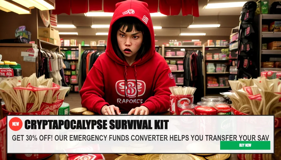 CRYPTAPOCALYPSE SURVIVAL KIT — GET 30% OFF! OUR EMERGENCY FUNDS CONVERTER HELPS YOU TRANSFER YOUR SAV. Original funny meme on Drift — endless humor feed.