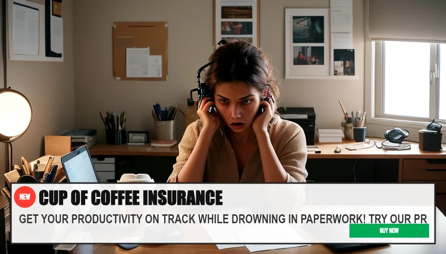 CUP OF COFFEE INSURANCE — GET YOUR PRODUCTIVITY ON TRACK WHILE DROWNING IN PAPERWORK! TRY OUR PR. Original funny meme on Drift — endless humor feed.