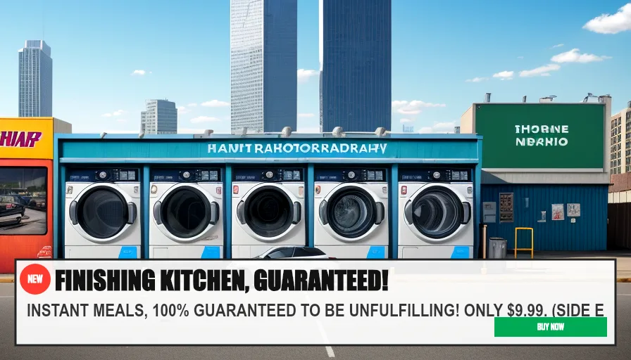 FINISHING KITCHEN, GUARANTEED! — INSTANT MEALS, 100% GUARANTEED TO BE UNFULFILLING! ONLY $9.99. (SIDE E. Original funny meme on Drift — endless humor feed.