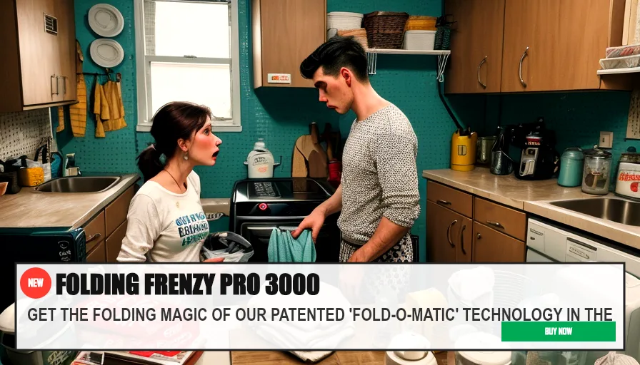 FOLDING FRENZY PRO 3000 — GET THE FOLDING MAGIC OF OUR PATENTED 'FOLD-O-MATIC' TECHNOLOGY IN THE. Original funny meme on Drift — endless humor feed.