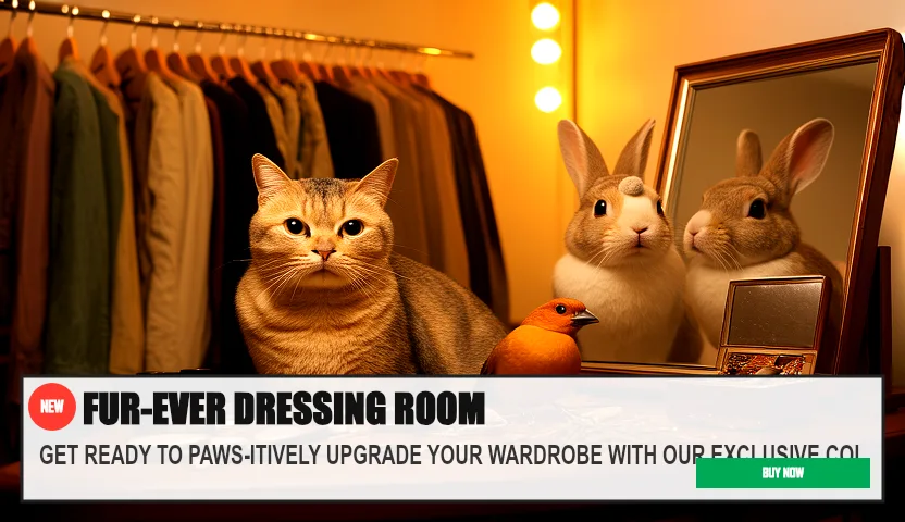 FUR-EVER DRESSING ROOM — GET READY TO PAWS-ITIVELY UPGRADE YOUR WARDROBE WITH OUR EXCLUSIVE COL. Original funny meme on Drift — endless humor feed.