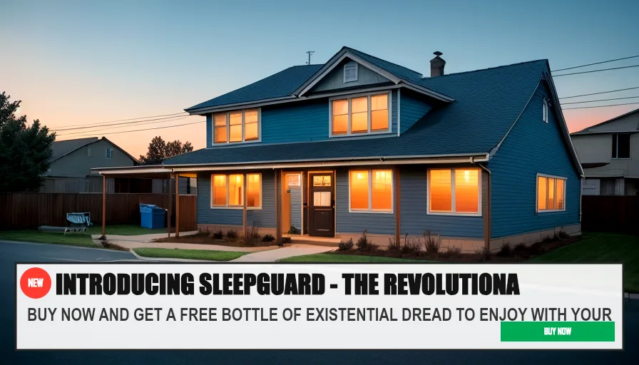 INTRODUCING SLEEPGUARD - THE REVOLUTIONARY MATTRES — BUY NOW AND GET A FREE BOTTLE OF EXISTENTIAL DREAD TO ENJOY WITH YO. Original funny meme on Drift — endless humor feed.