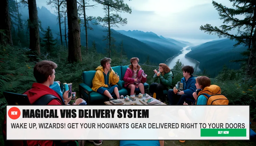 MAGICAL VHS DELIVERY SYSTEM — WAKE UP, WIZARDS! GET YOUR HOGWARTS GEAR DELIVERED RIGHT TO YOUR DOORS. Original funny meme on Drift — endless humor feed.