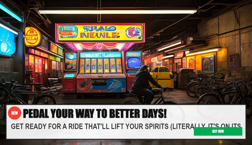 PEDAL YOUR WAY TO BETTER DAYS! — GET READY FOR A RIDE THAT'LL LIFT YOUR SPIRITS (LITERALLY, IT'S ON ITS. Original funny meme on Drift — endless humor feed.