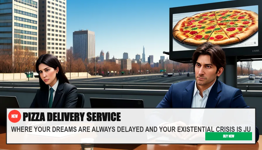 PIZZA DELIVERY SERVICE — WHERE YOUR DREAMS ARE ALWAYS DELAYED AND YOUR EXISTENTIAL CRISIS IS JU. Original funny meme on Drift — endless humor feed.