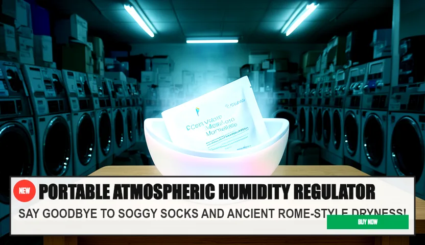 PORTABLE ATMOSPHERIC HUMIDITY REGULATOR — SAY GOODBYE TO SOGGY SOCKS AND ANCIENT ROME-STYLE DRYNESS!. Original funny meme on Drifter — endless humor feed.