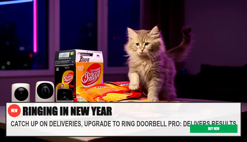 RINGING IN NEW YEAR — CATCH UP ON DELIVERIES, UPGRADE TO RING DOORBELL PRO: DELIVERS RESULTS. Original funny meme on Drifter — endless humor feed.