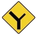 Y-Junction Ahead With Road Of Less Importance To The Right