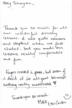 Student testimonial screenshot