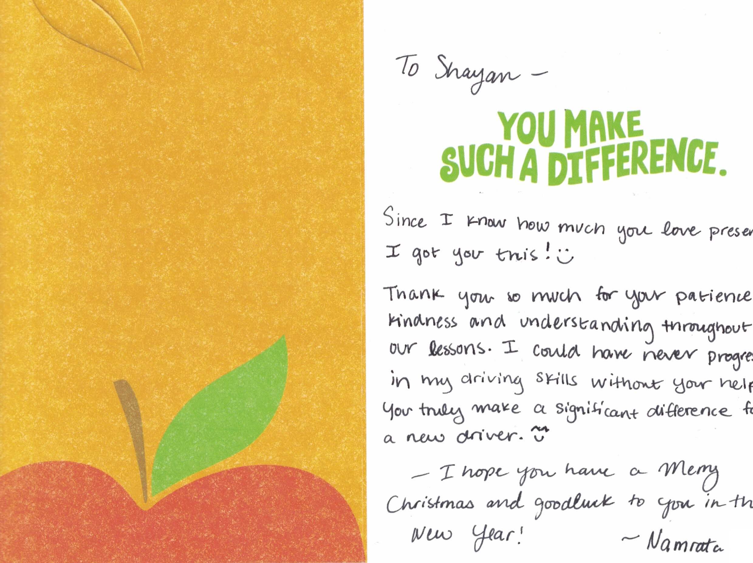Student testimonial screenshot