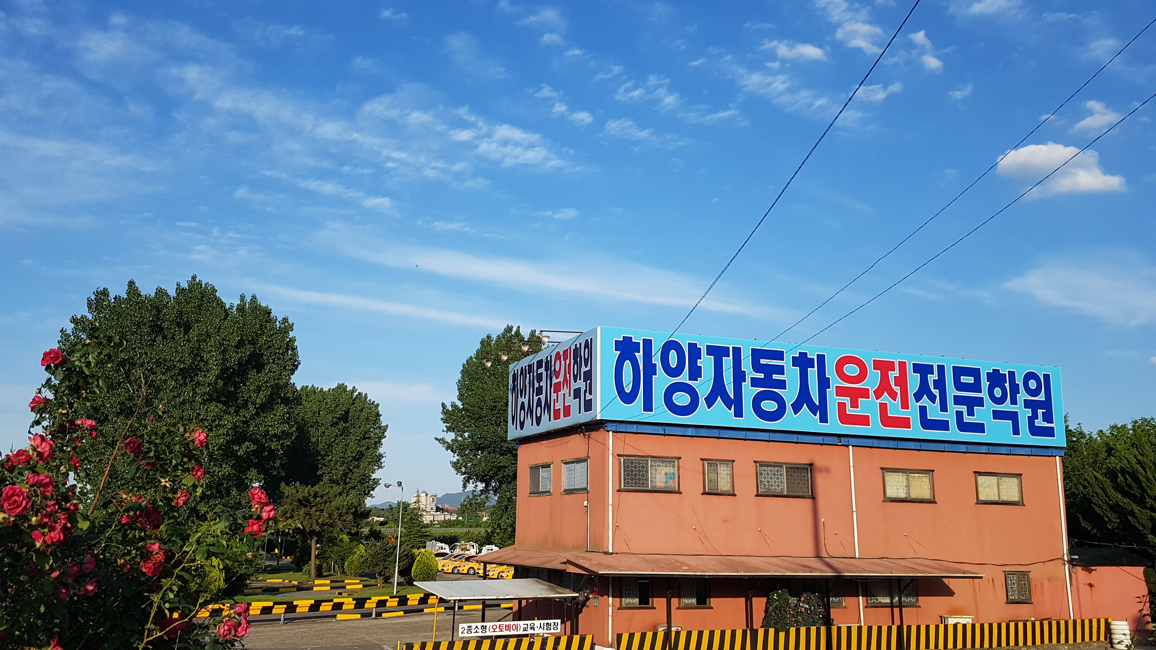 하양 운전면허학원의 도로주행 시험용 차량들