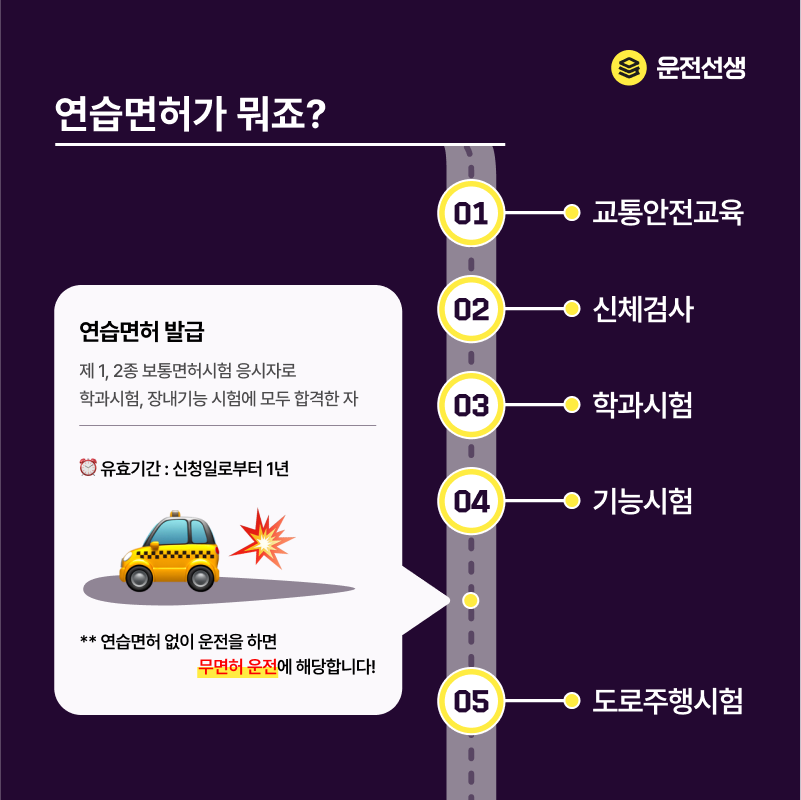 연습면허란 발급 제1종 2종 학과시험과 기능시험 합격 후