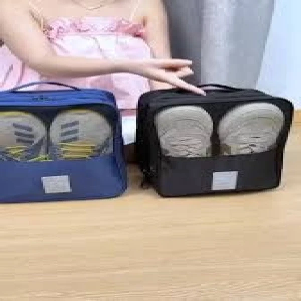 Travelling Shoe Storage Bag – Multi-Compartment Zip Pouch (2 Pair)
