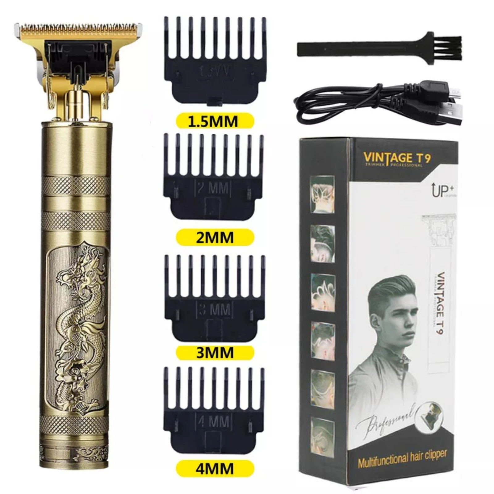 Vintage T9 Trimmer Rechargeable – USB Charging Hair Clipper