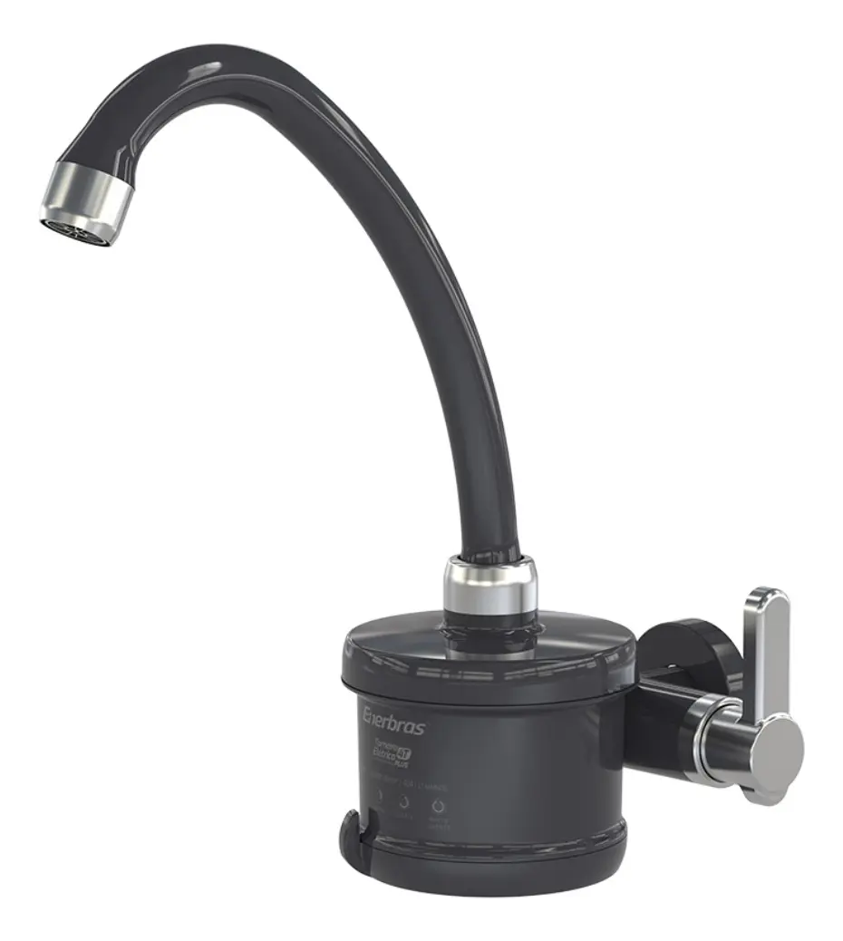 Torneira Elétrica Enerbras Plus 4t Preta Cromada Parede 127v 4800w Cozinha Preto/cromado 3