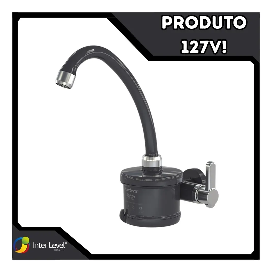 Torneira Elétrica Enerbras Plus 4t Preta Cromada Parede 127v 4800w Cozinha Preto/cromado 4