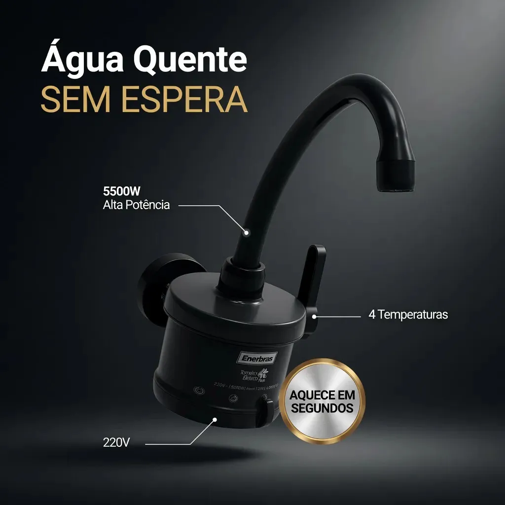 Enerbras Torneira Eletrica Plus 4t Preto Pvc 220v 5
