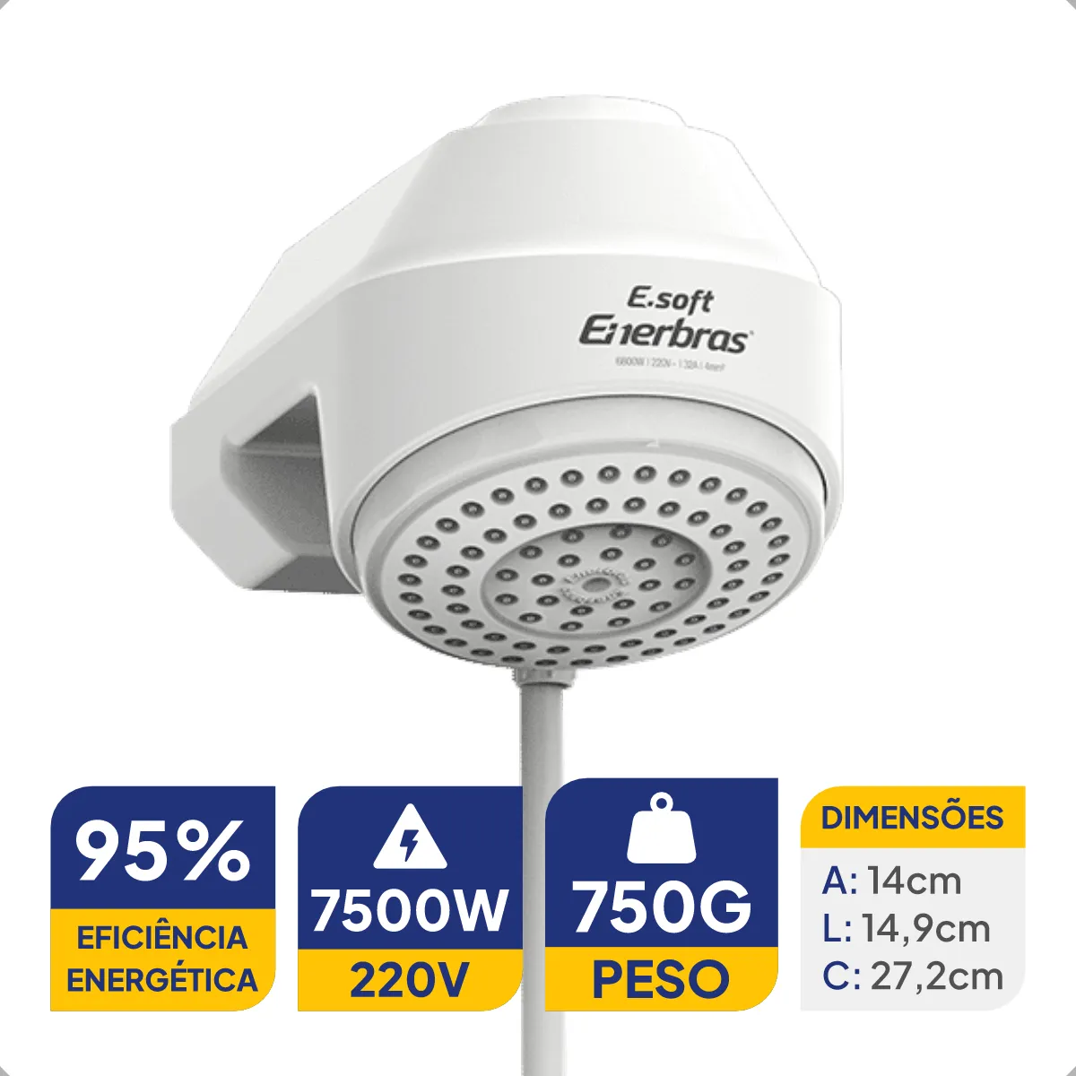 Ducha Eletrônica Branca E-soft 7500w Enerbras Branco 220v 7.5 Kw