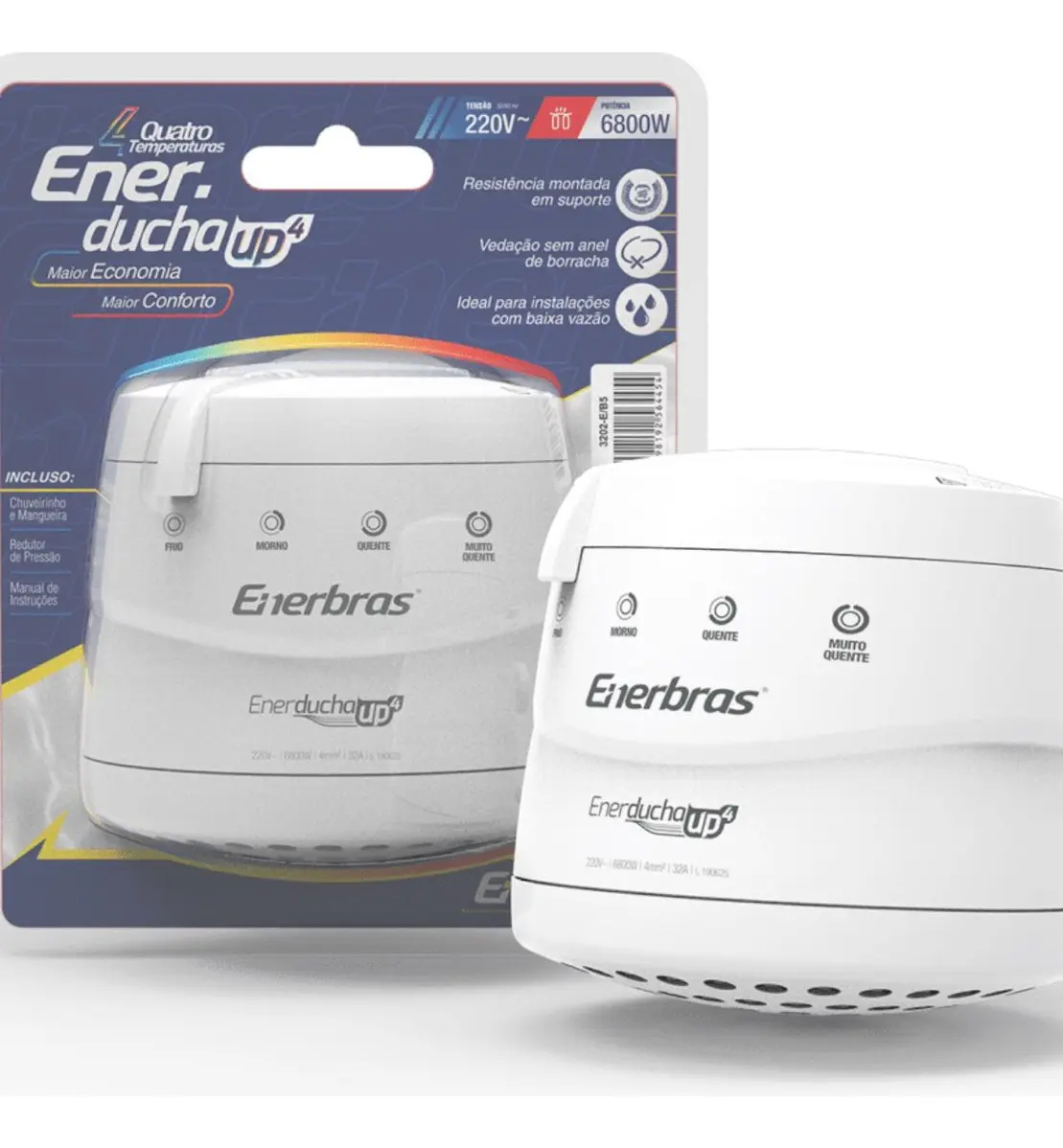 Chuveiro Elétrico Fixo Enerbras Enerducha Up4 6800w 220v Branco 6.8 Kw