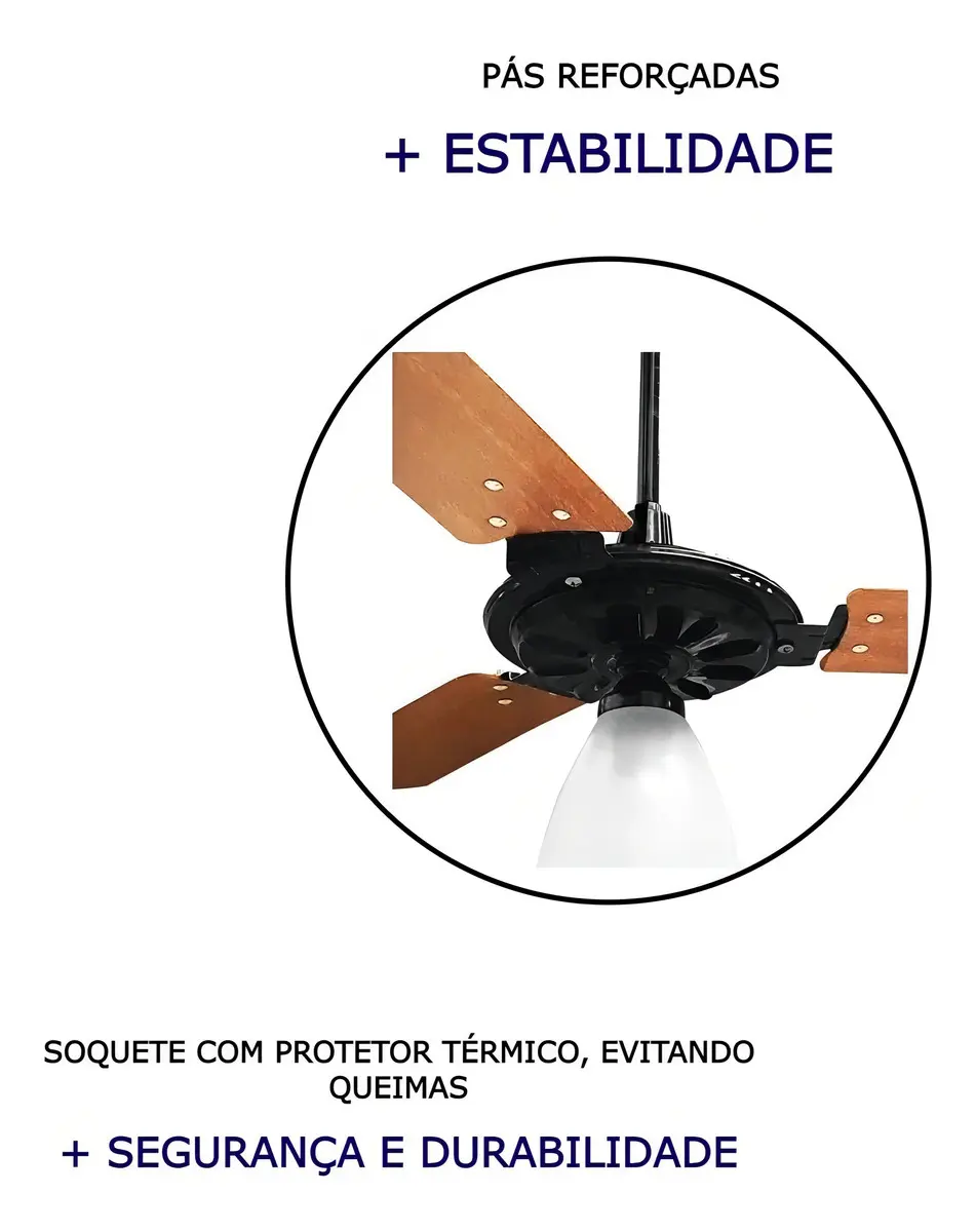 Ventilador De Teto Silencioso Ventex Yris 3 Pás Madeira Diâm 1.10m 1.015 M Preto/mogno 220v Mogno 2