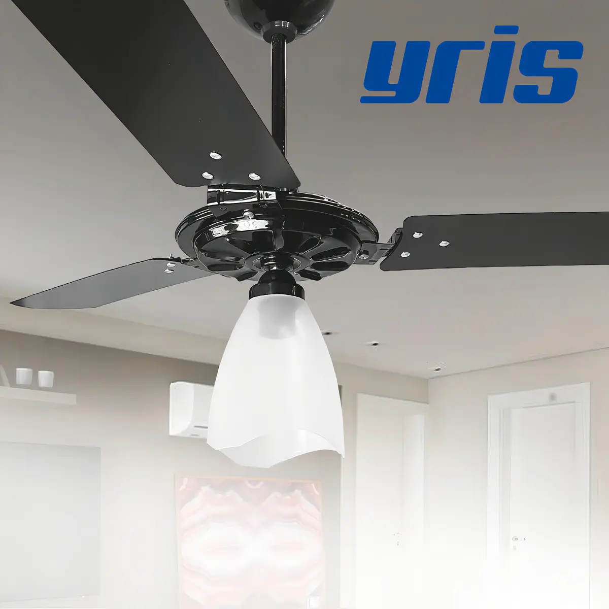 Ventilador De Teto Ventex Yris Preto 3 Pás Madeira Preto 520rpm 1.015 M 220v 3