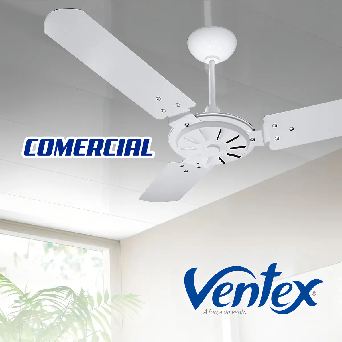 Ventilador De Teto Ventex Comercial 150w Silencioso Com Pás De Madeira 1.1 M 50 Hz/60 Hz 127v Branco 3 2