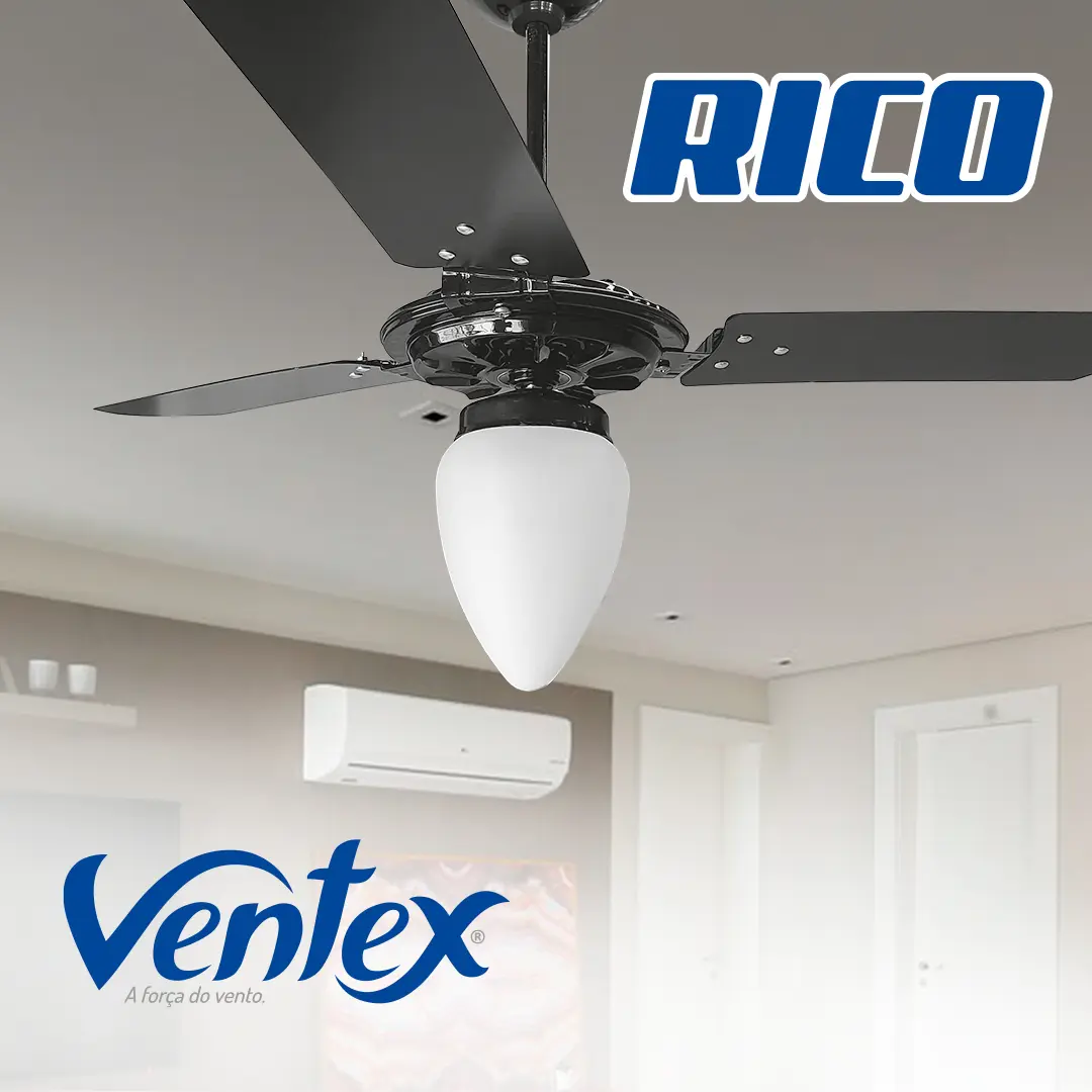 Ventilador De Teto Ventex Rico 3 Pás Mdf 1.1m Preto 1.1 M 127v 2