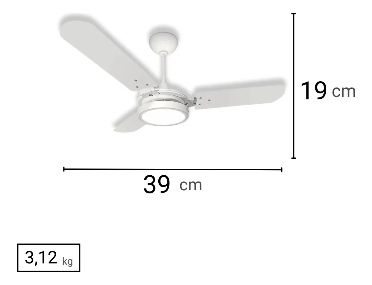 Ventilador De Teto Ventex Valen Led 3 Pás Branco Silencioso 1.1 M 127v 2