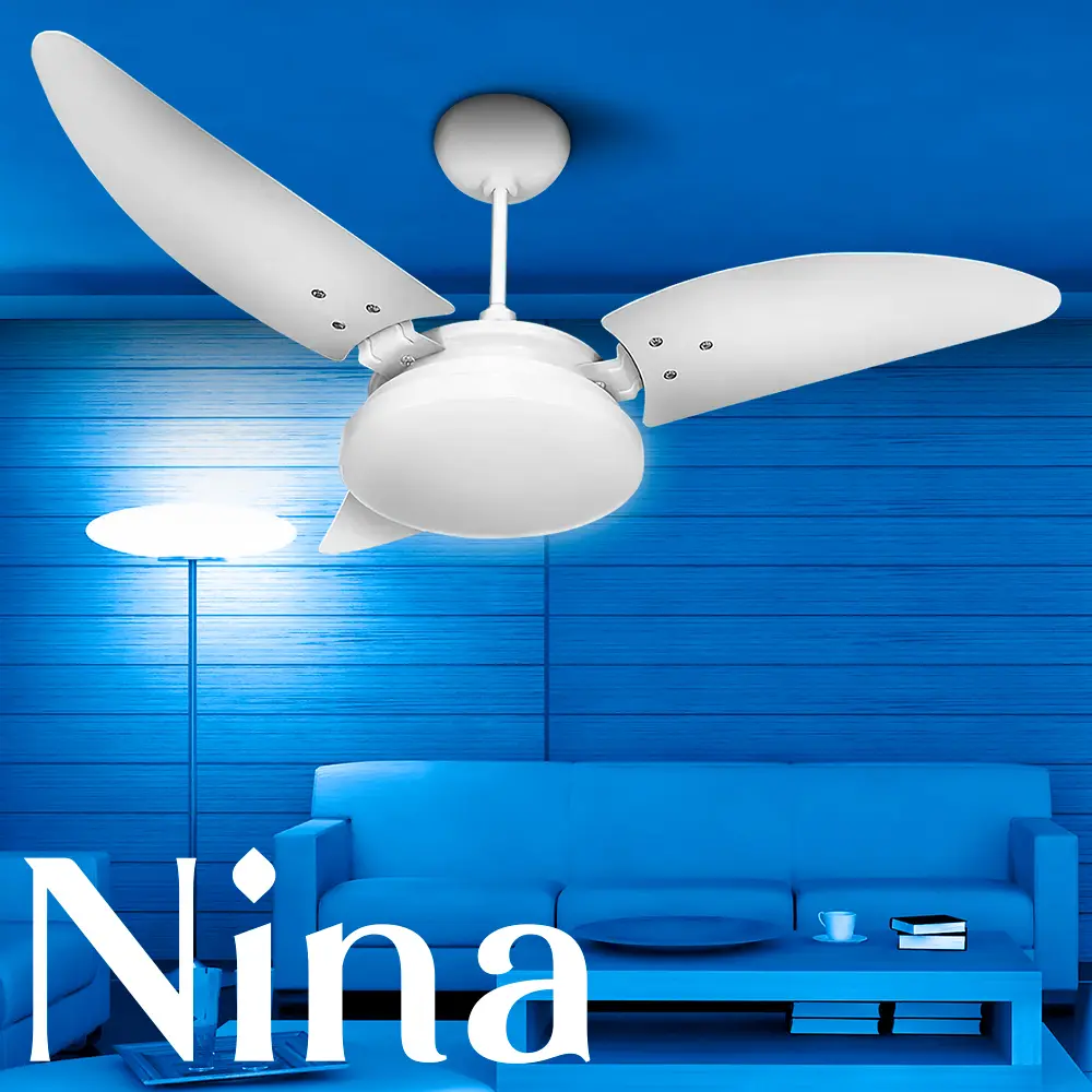 Ventilador De Teto Ventex Nina Branco 3 Pás Mdf Plafon Led 18w Silencioso 99 Cm 60hz 220v 3