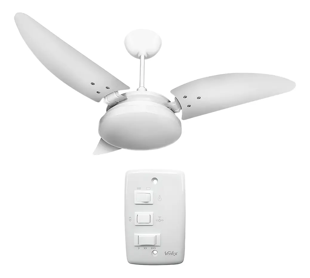 Ventilador De Teto Nina Plafon Led Borda Infinita 3 Pás Branco Ventex 99 Cm 60hz 127v 3