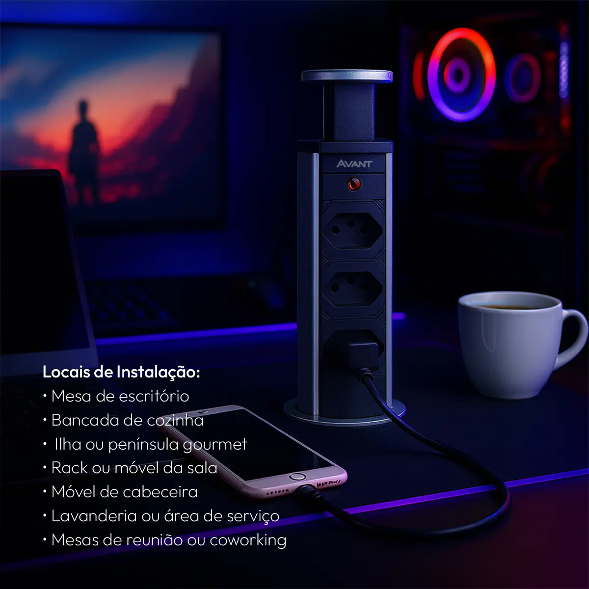 Torre 3 Tomadas Houdini Embutir Automática Prata Avant 5