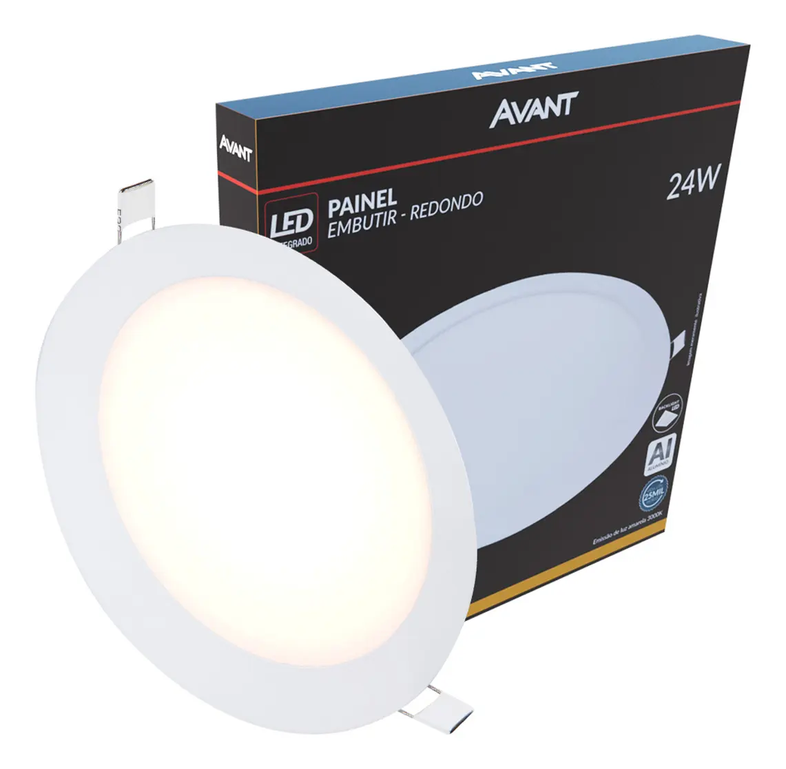 Painel Pop Embutir Redondo 24w Redondo Embutir Branco Quente 3000k Avant Cor Branco-quente 127/220v