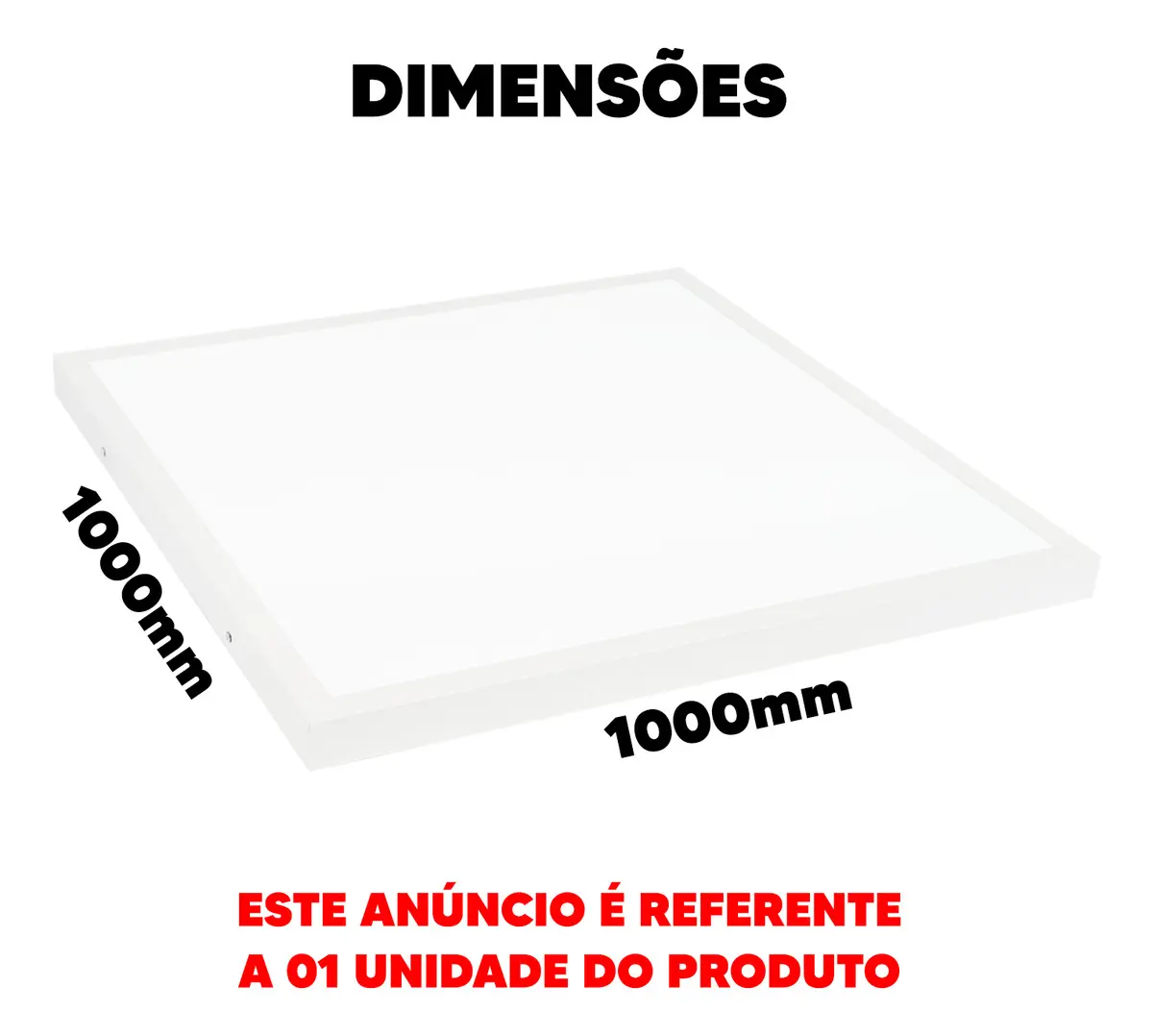 Painel Led Sobrepor 60w 100x100cm Paflon Quadrado Bivolt 6500k Luz Branco Frio Grande Formato - Avant 127/220v 3