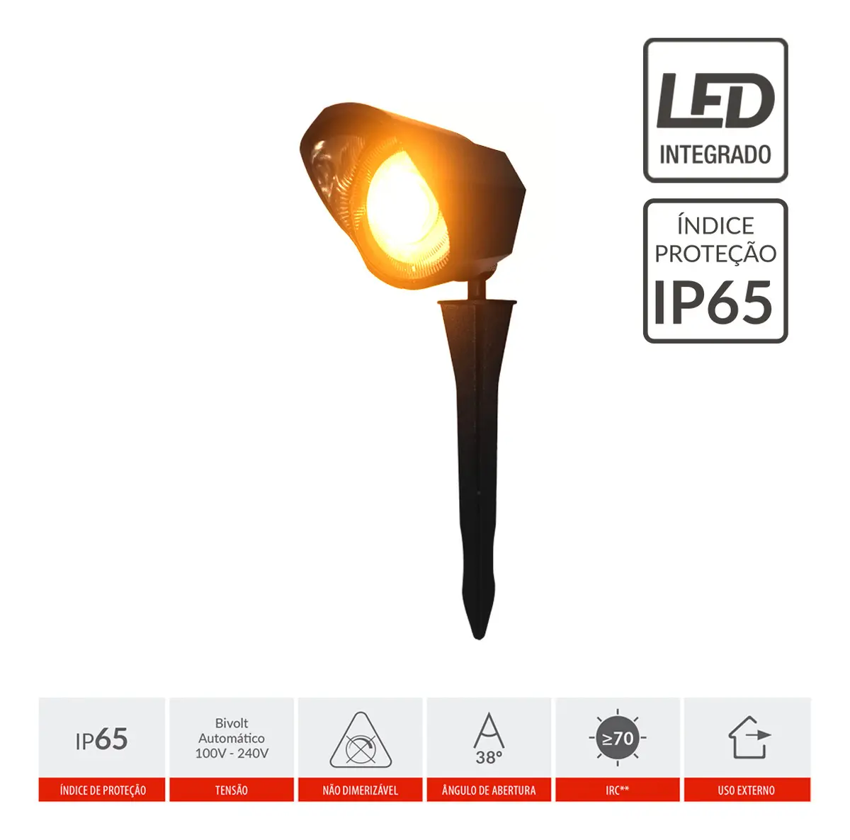 Espeto De Jardim Led 5w Ambar Hummer Avant 127/220v Preto 2