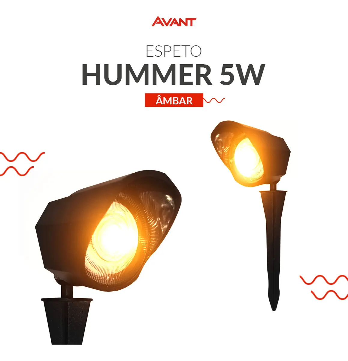 Espeto De Jardim Led 5w Ambar Hummer Avant 127/220v Preto 3