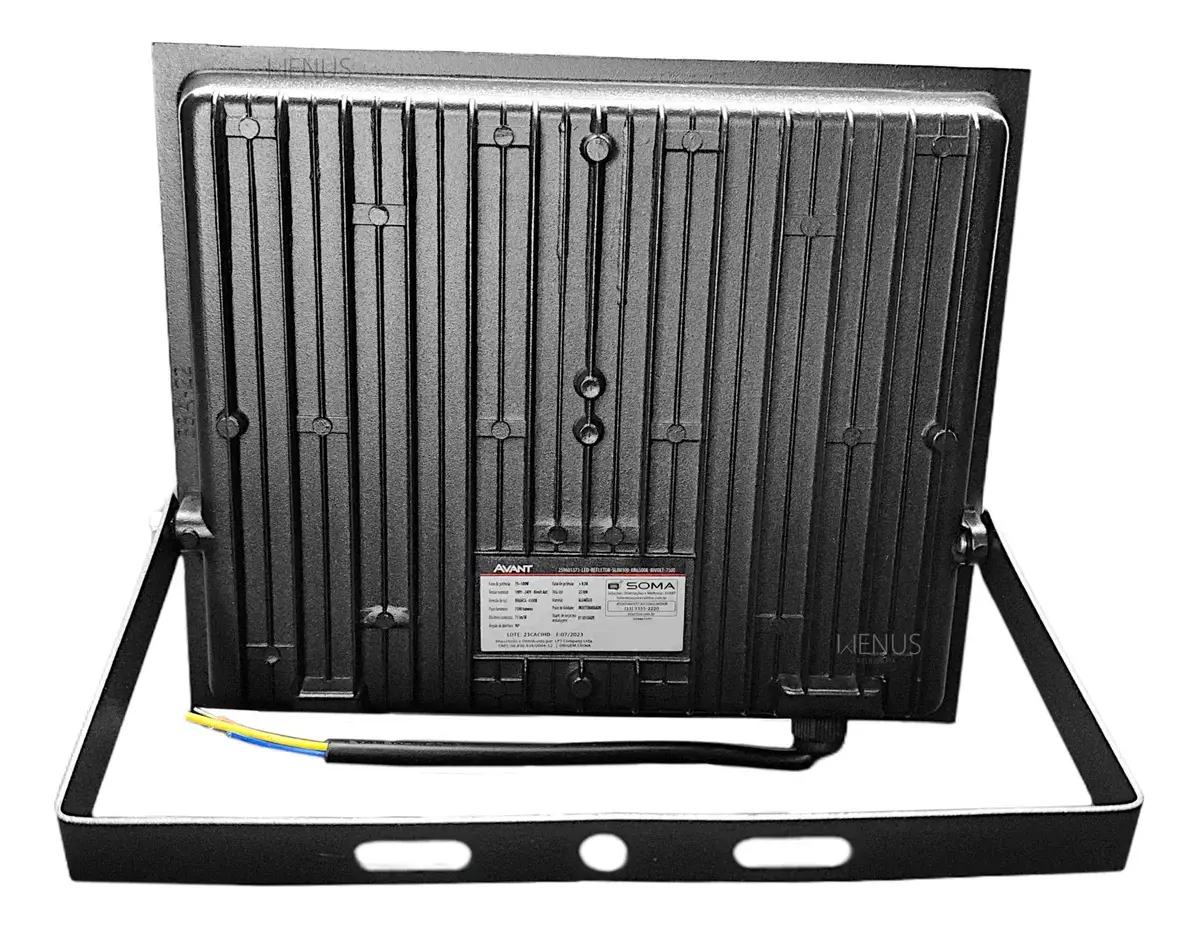 Refletor Slim Led 100w Ip66 Branco Frio 6500k Avant Carcaça Preto Luz Branco-frio 127/220v 3