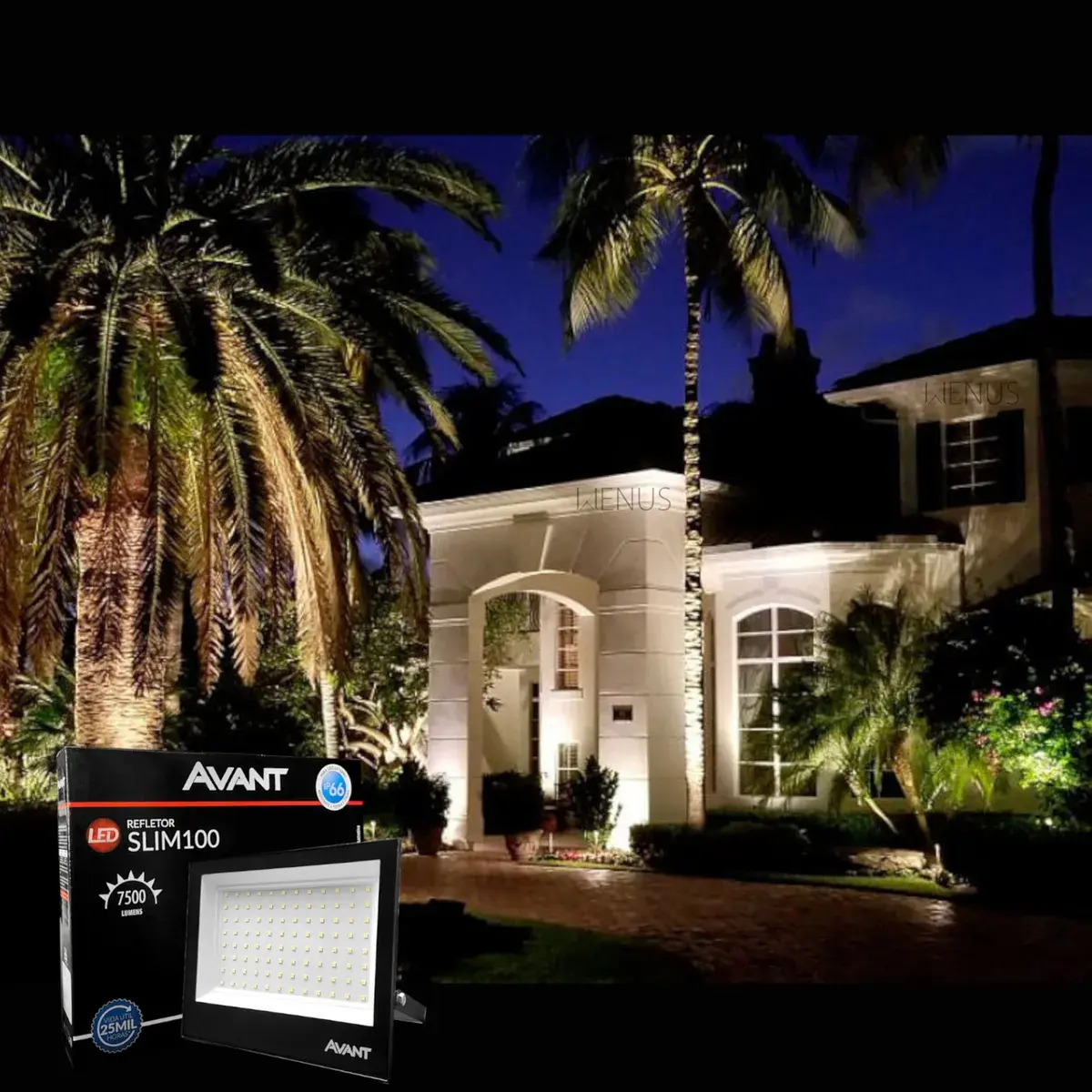 Refletor Slim Led 100w Ip66 Branco Frio 6500k Avant Carcaça Preto Luz Branco-frio 127/220v 5