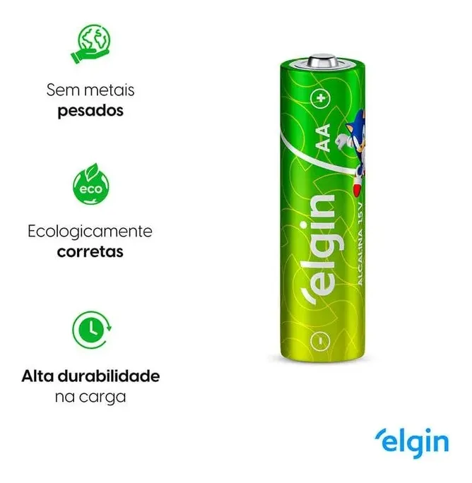 4 Pilhas Alcalinas AA Elgin LR6 1,5V Blister C/4 4