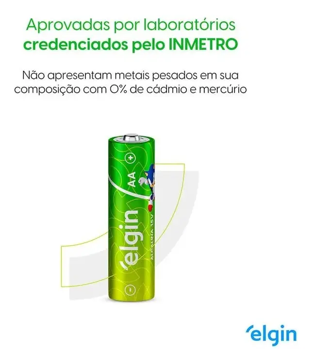 4 Pilhas Alcalinas AA Elgin LR6 1,5V Blister C/4 5