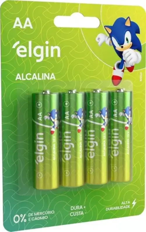 4 Pilhas Alcalinas AA Elgin LR6 1,5V Blister C/4