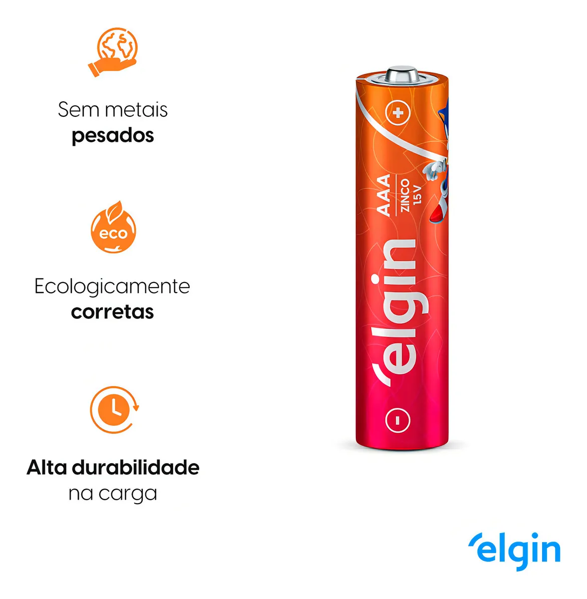 Kit Pilha De Zinco AAA Comum Caixa Com 40 Unidades Elgin 4