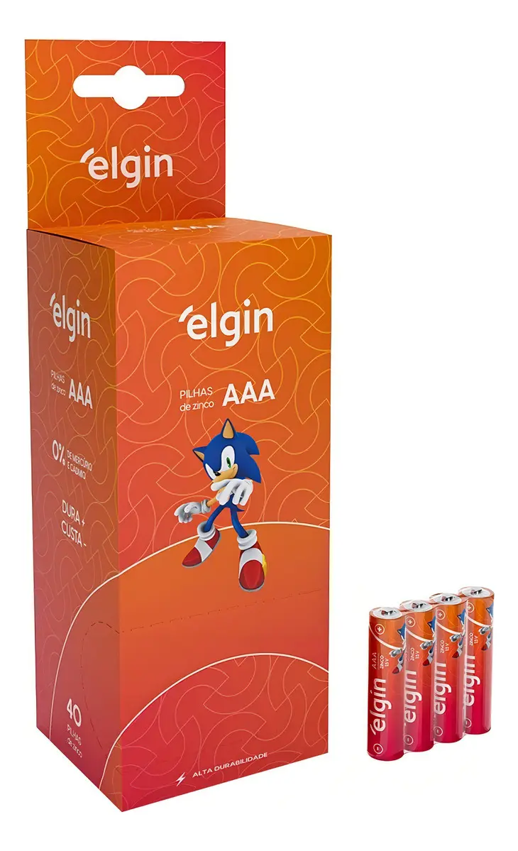 Kit Pilha De Zinco AAA Comum Caixa Com 40 Unidades Elgin