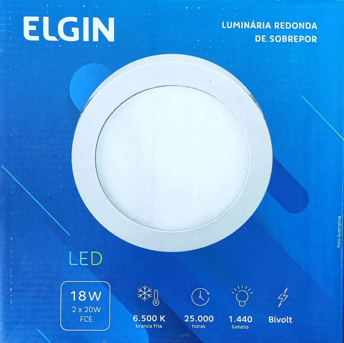 Plafon Led Sobrepor Redondo 18w Luz Branca Fria 1350lm Elgin Cor Branco 127/220v 4