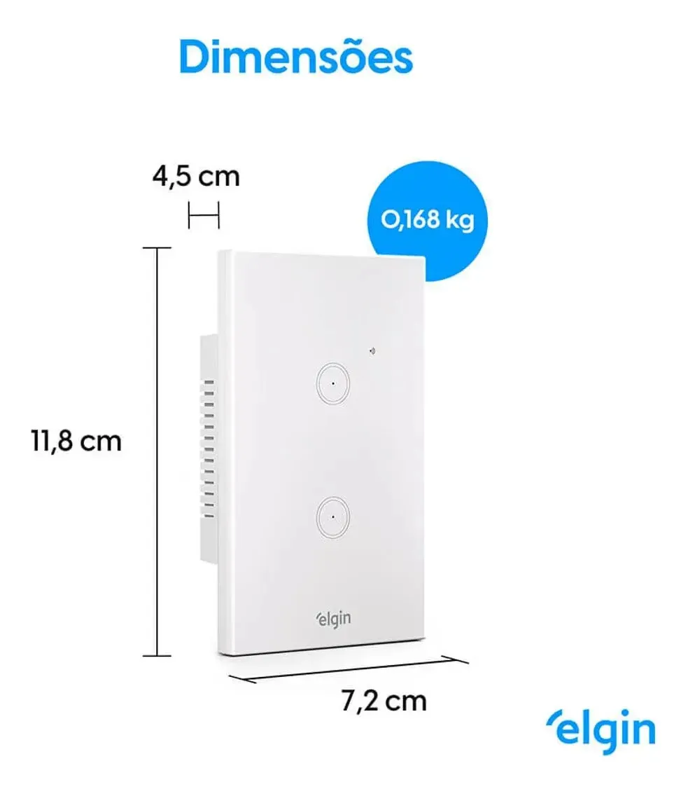 Interruptor Inteligente 2 Botões Wi-fi Smart Touch - Elgin 3