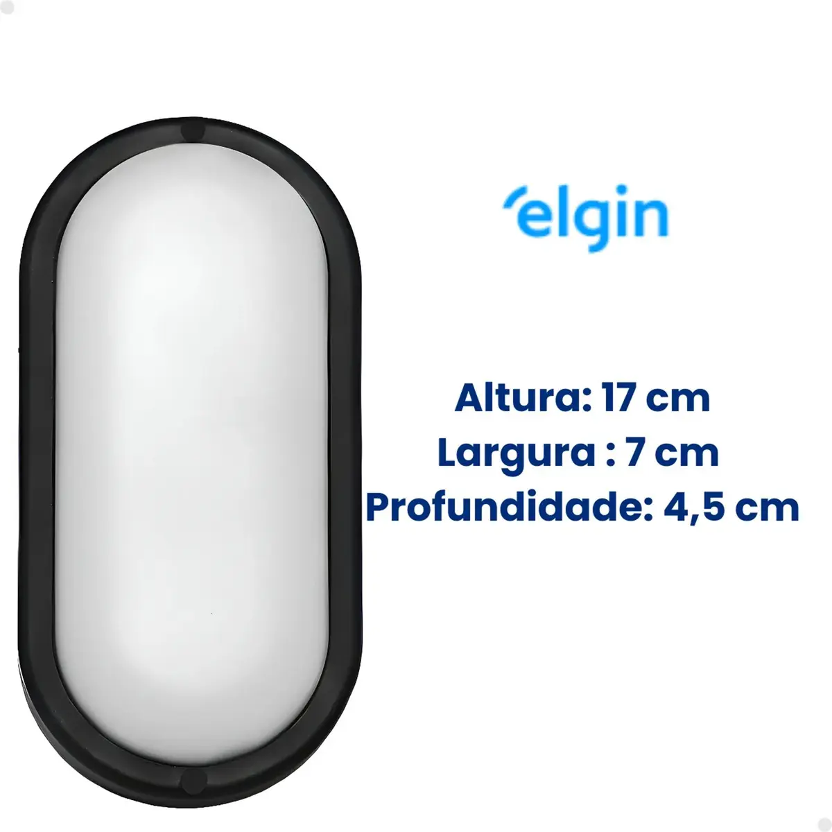 Luminária Tartaruga Arandela Externa Elgin Led Preto Ip65 6500k Estrutura Luz Fria 6500k 127/220v 2