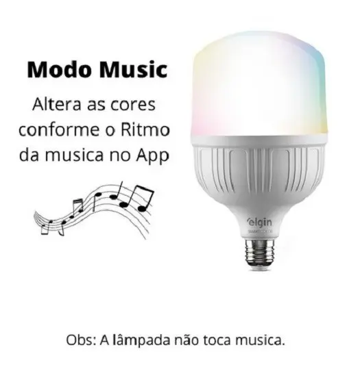 Lâmpada Inteligente Led Bulbo 20w Rgb Smart Color - Elgin 127/220v 3